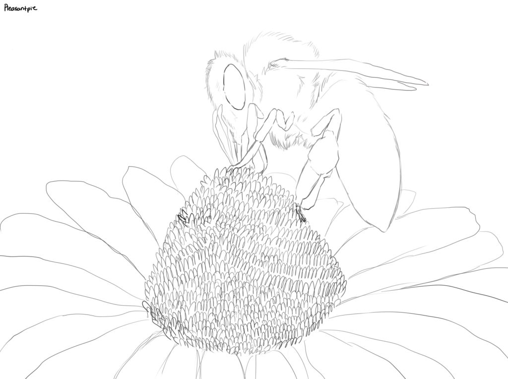 bee eating pollen coloring page