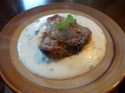 Steak with Browned Garlic Butter and Cauliflower Mashies