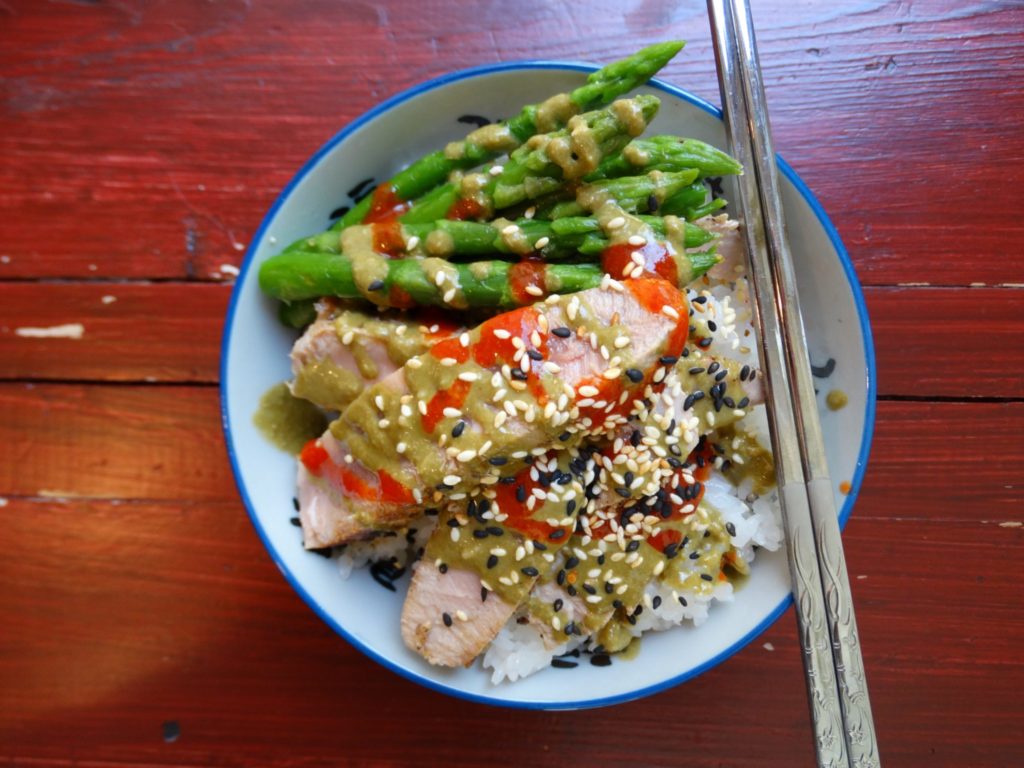 Matcha Tahini Mango Tuna Sushi Recipe with Low Carb option