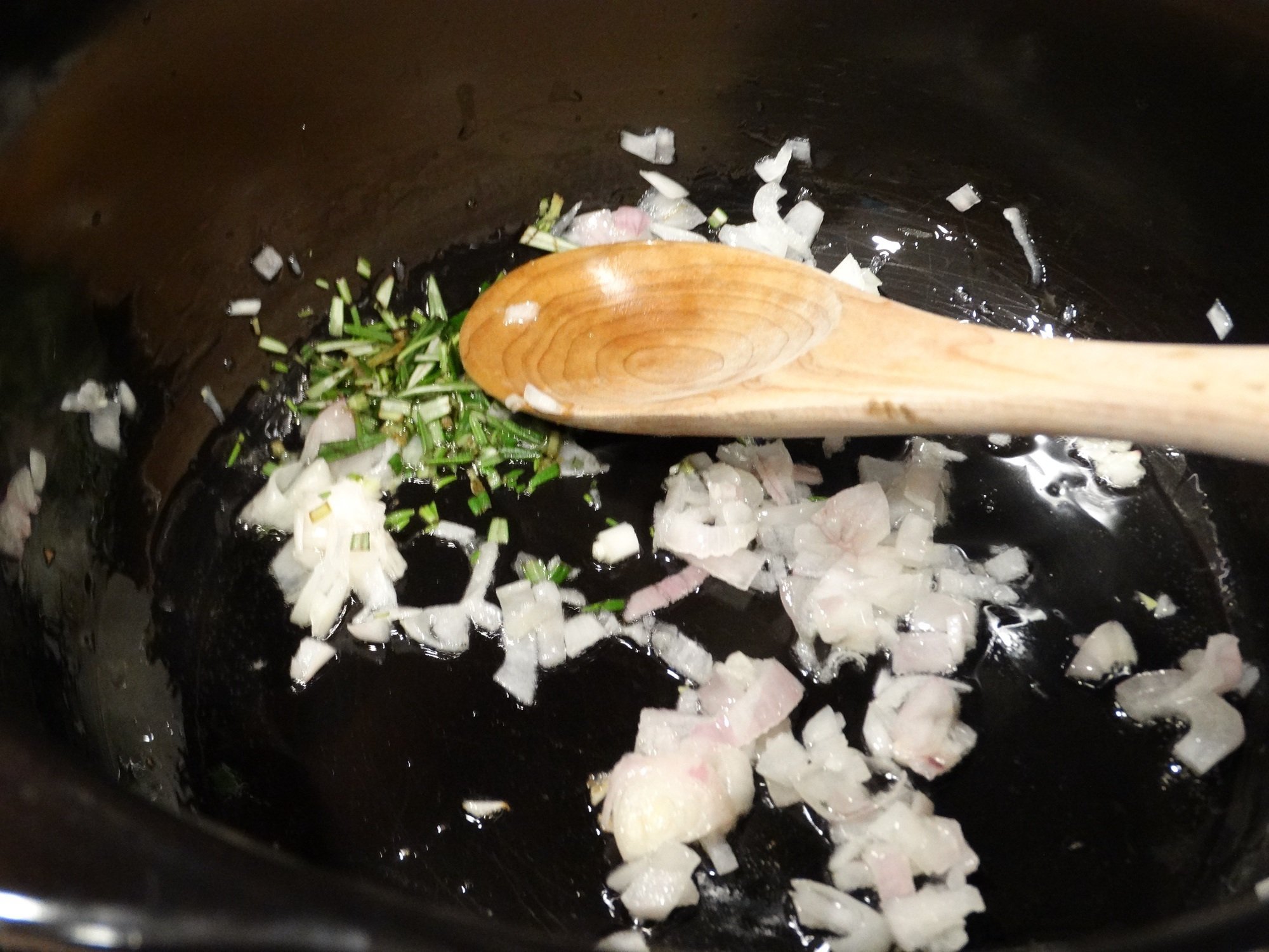 Golden Potato soup with fried rosemary is a great recipe for tight budgets