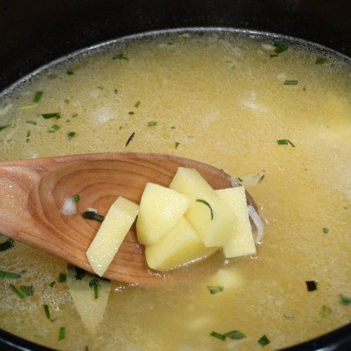 Golden Potato Soup with Fried Rosemary