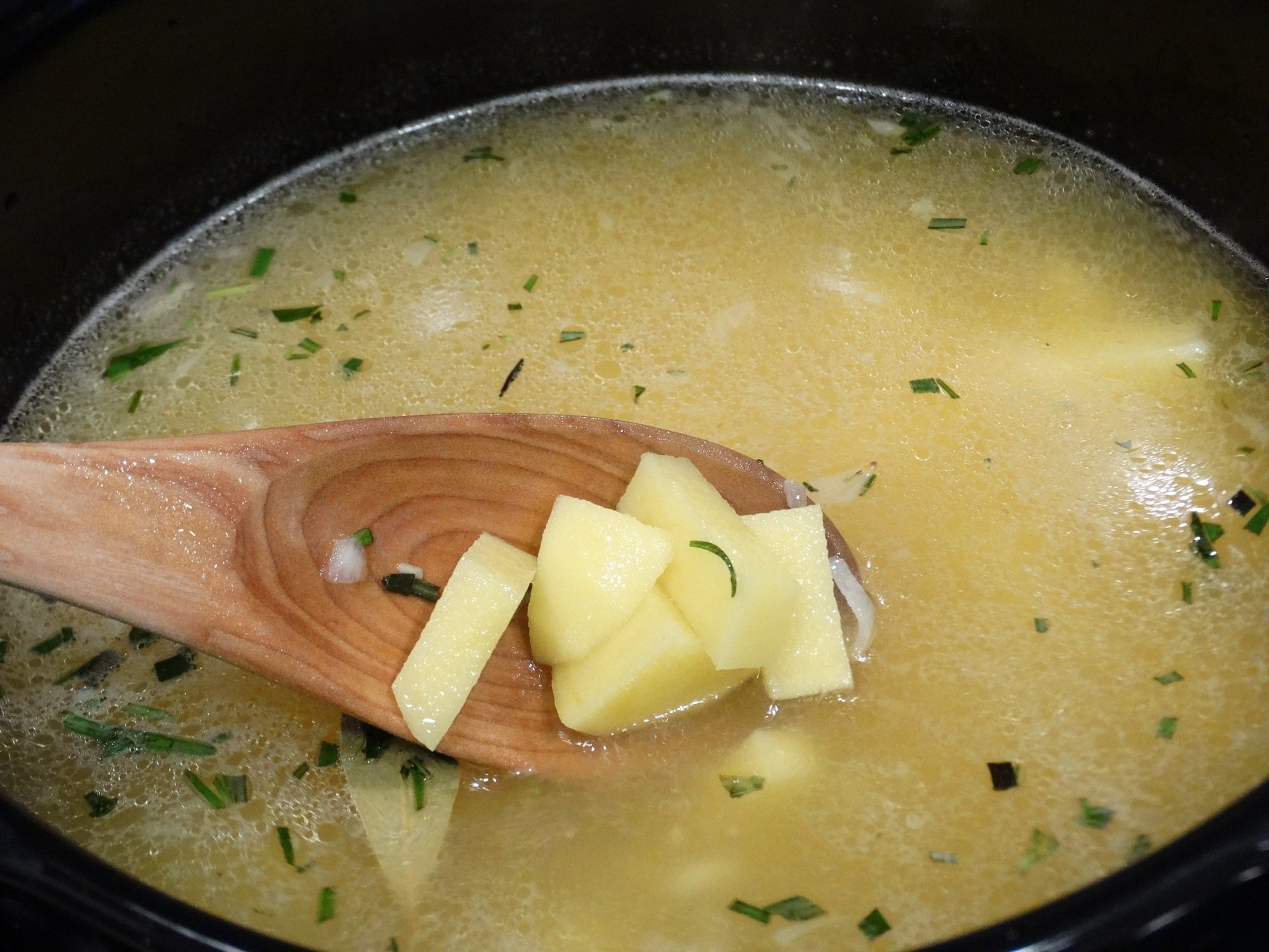 Golden Potato Soup with Fried Rosemary