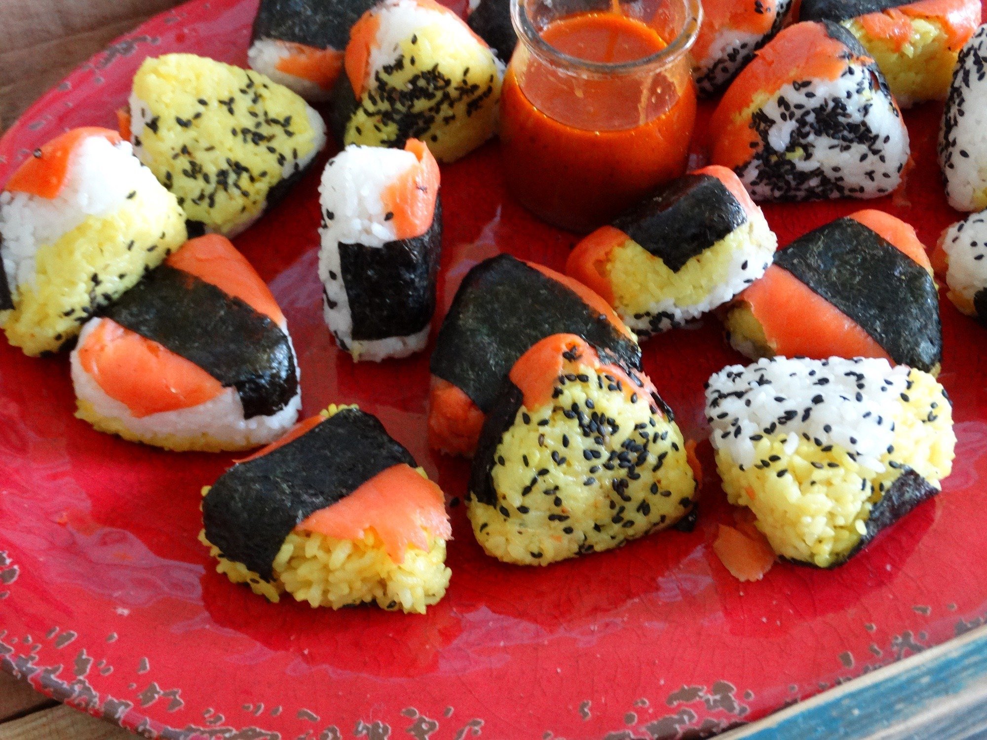 Smoked Salmon BBQ Onigiri - A fun party food 12