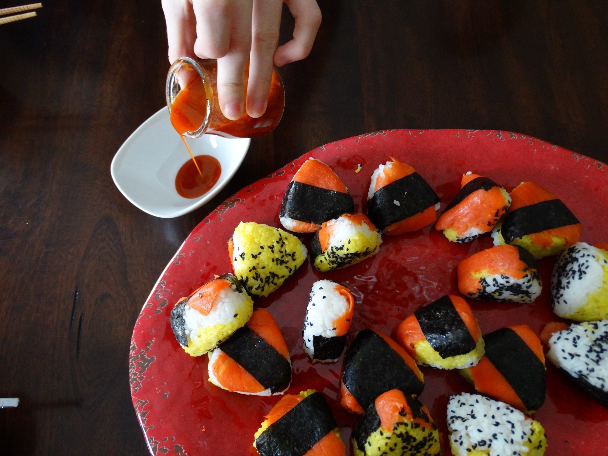 Smoked Salmon BBQ Onigiri - A fun party food 13