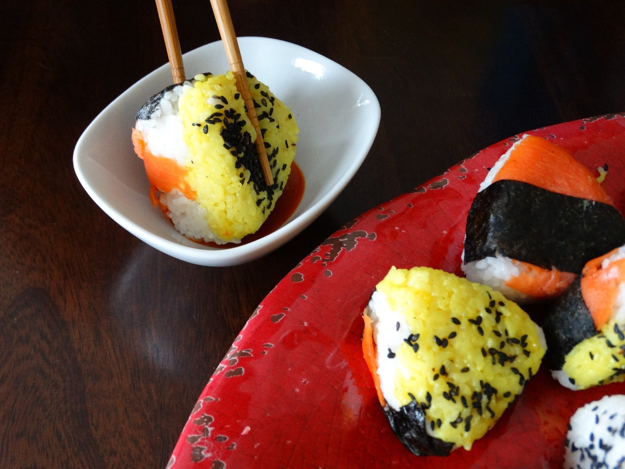 Smoked Salmon BBQ Onigiri - A fun party food 14