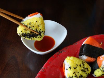 Smoked Salmon BBQ Onigiri - A fun party food 15