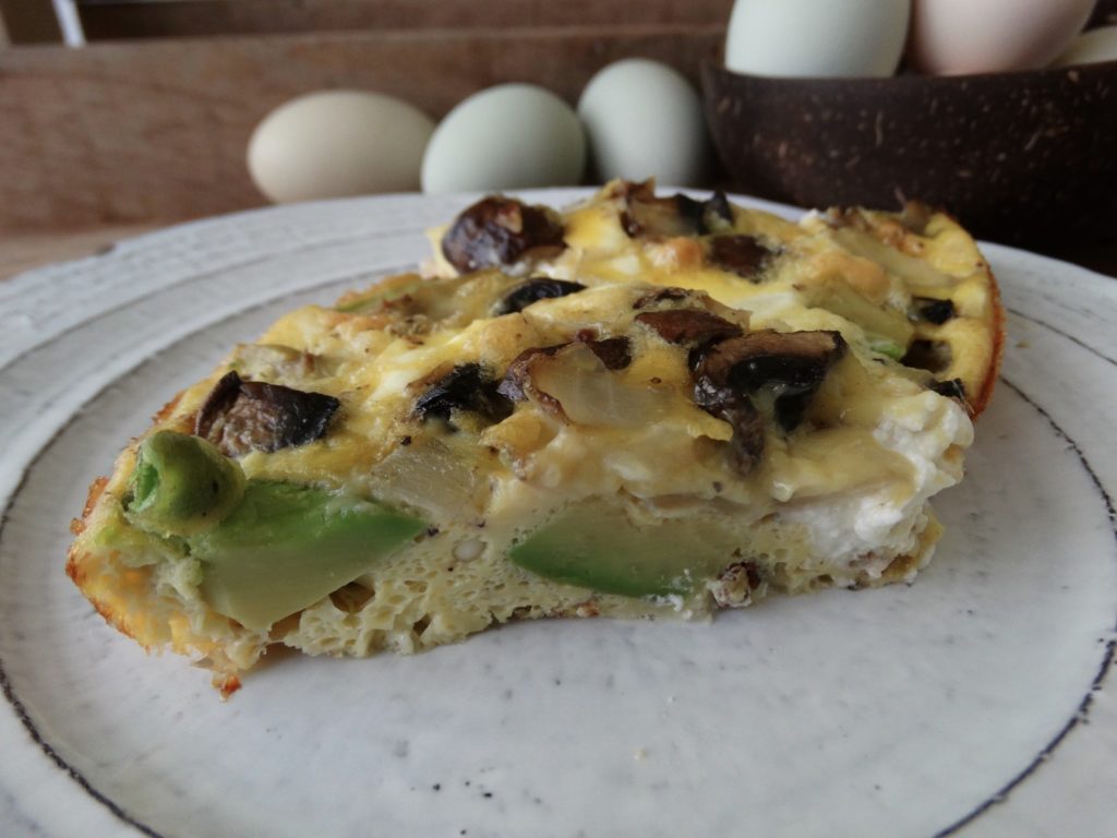 Avocado, Goat Cheese and Bacon Crustless Quiche Low Carb and Keto