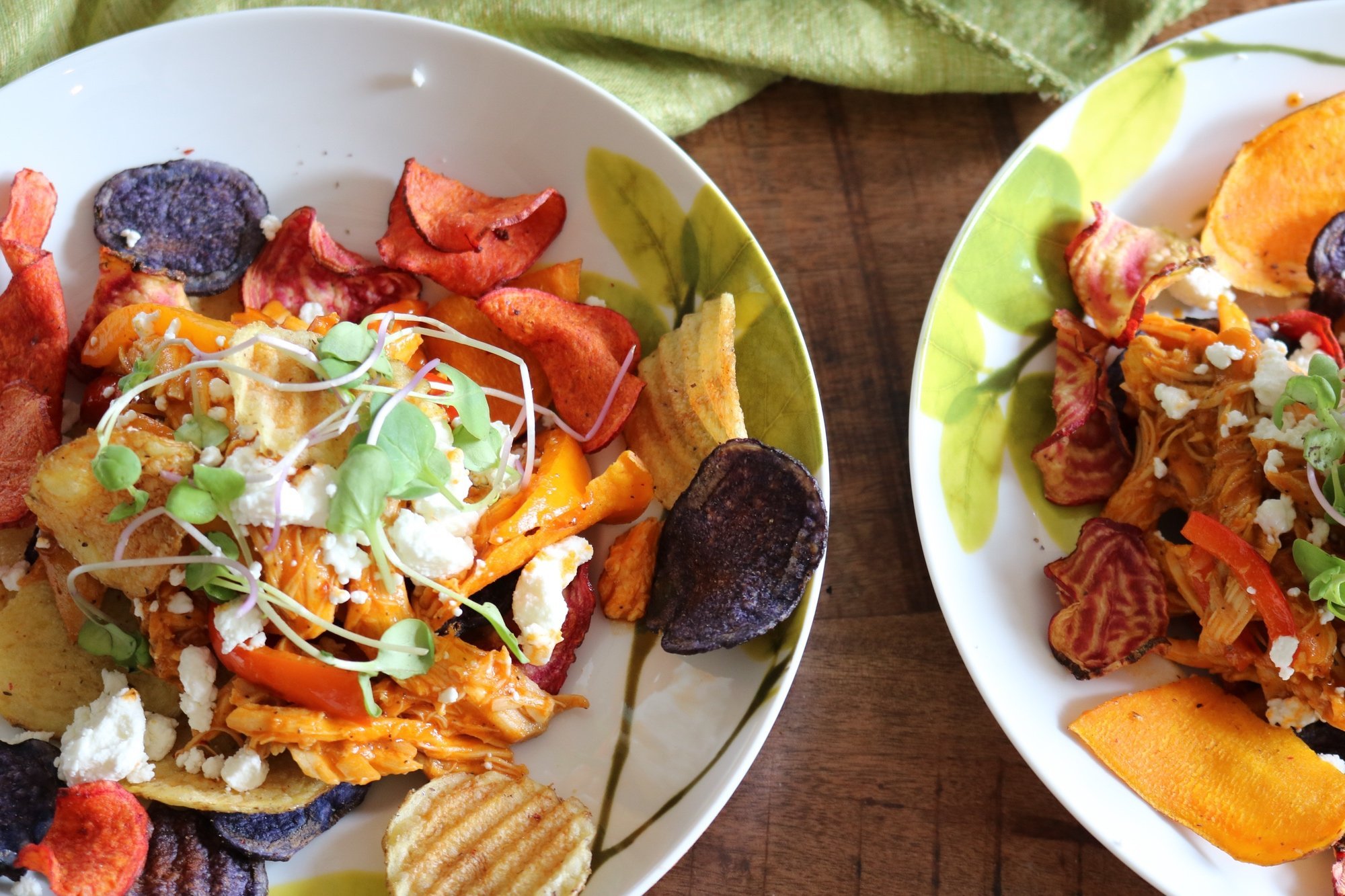 Easy BBQ Chicken Nachos with Root Vegetable Chips 2