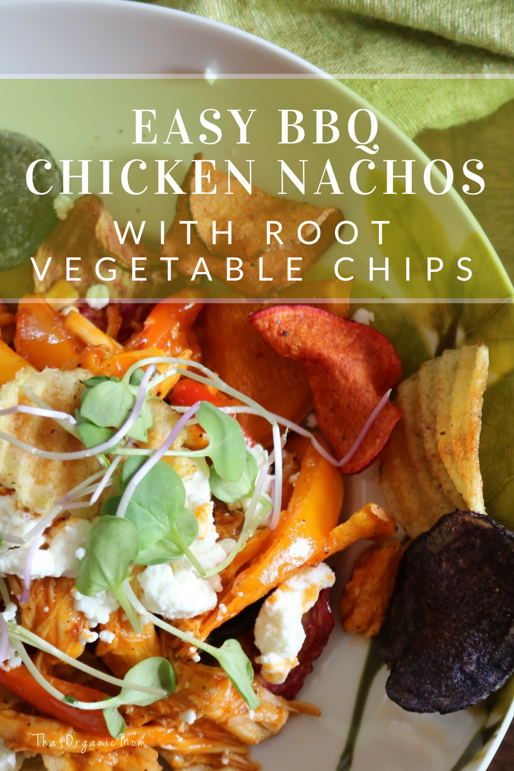 Easy BBQ Chicken Nachos with Root Vegetable Chips 6
