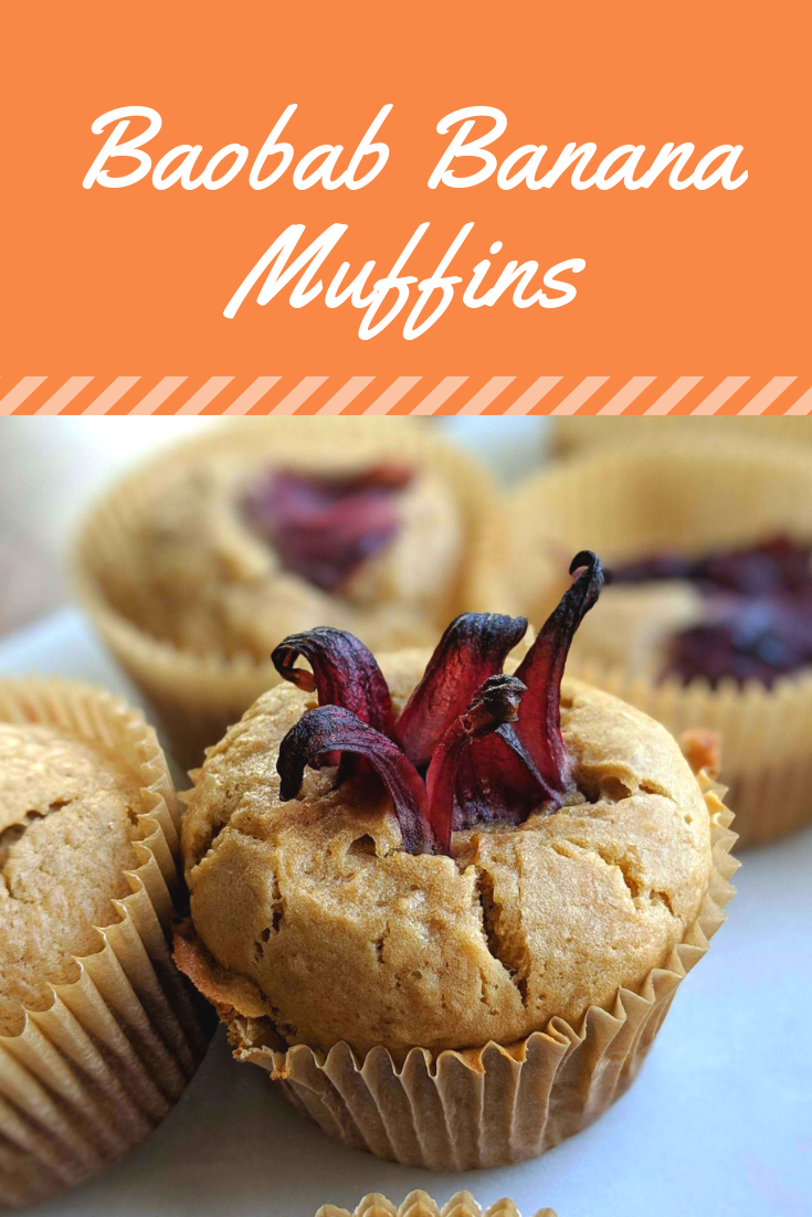 Baobab Banana Muffin with Dried Hibiscus Flowers