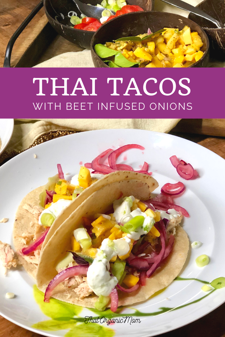 Thai Chicken Tacos with Beet Infused Pickled Onions 2