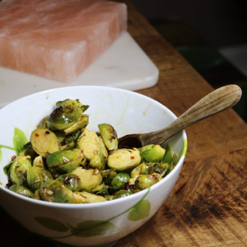 Roasted Brussels Sprouts with Maple Lime Vinaigrette and Toasted Pecans 2