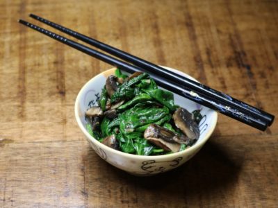 Garlicky Sautéed Spinach with Mushrooms 1