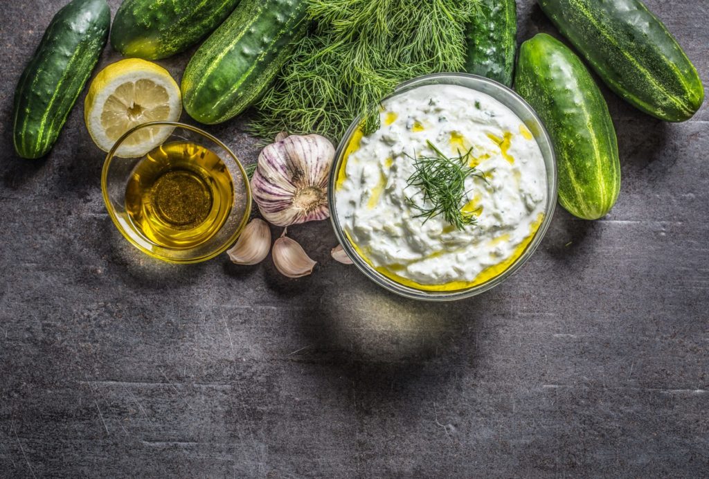 Salt Block Salmon and Tzatziki Bowl