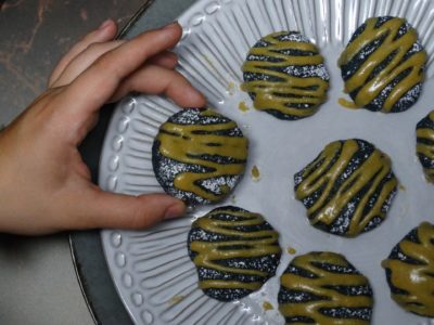 Tahini Glazed Purple Sweet Potato Cakies