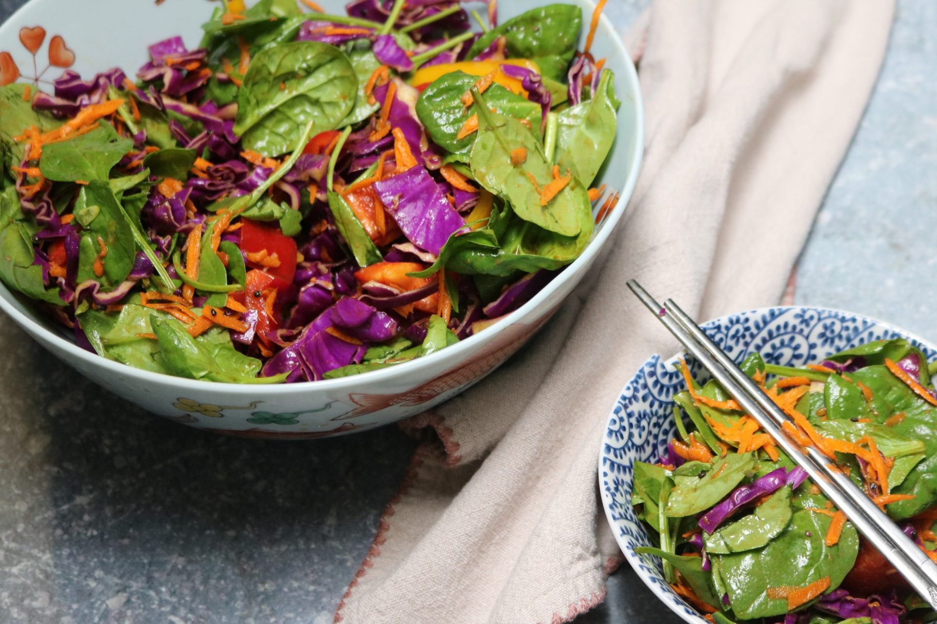 Organic Low-Carb Asian Rainbow Salad Recipe, image size:1920x1280