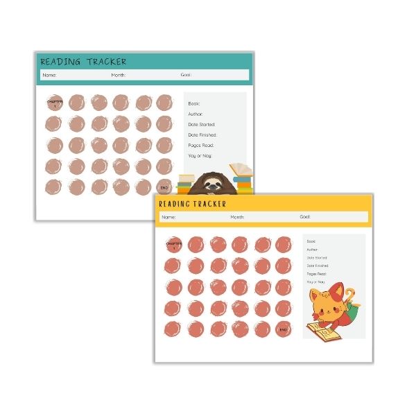 Reading Tracker Pack Kitten & Sloth