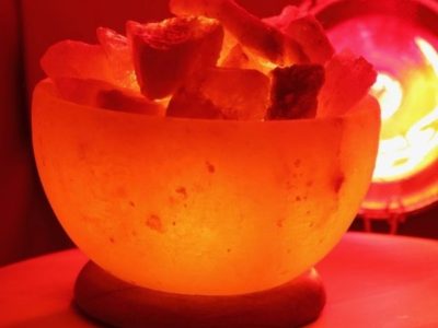 Serenity Bowl Salt Lamp inside Sauna