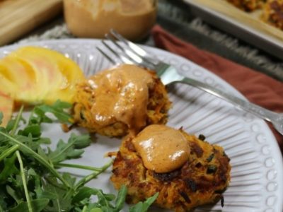 Salmon Cakes with Hashed Sweet Potatoes and Chipotle Mayo 2