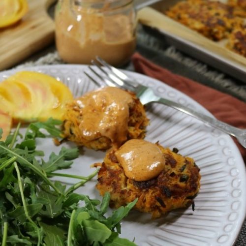 Salmon Cakes with Hashed Sweet Potatoes and Chipotle Mayo 2