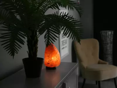 salt lamp in hall space on table